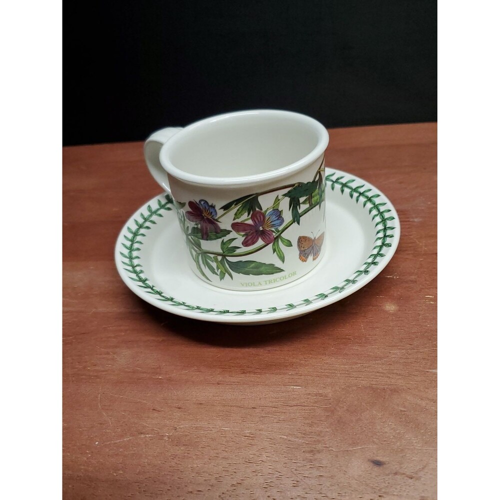 The Botanic Garden Heartsease Drum Cup Mug And Saucer 6 Oz